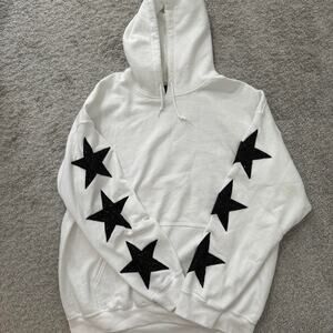 Medium white hoodie with black